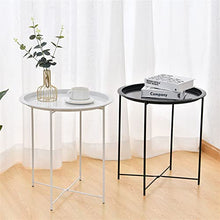 XRHDTQVVIG Coffee Table Folding Metal Round Bistro Coffee Table Patio Indoor Outdoor Furniture Summer(Black)