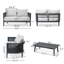 Merax 4-Piece Outdoor Acacia Wood Wicker Conversation Set Grey
