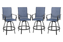 Shintenchi 4 Piece Patio Swivel Bar Chairs, All Weather Textile Outdoor Metal Bar Stools Patio Chairs Set of 4 with High Back, High Top Bistro Set Furniture for Balcony, Backyard,Garden,Deck,Deep Blue