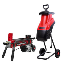 PowerSmart Electric Log Splitter & Wood Chipper 2-in-1 Bundle: 6.5-Ton Hydraulic Splitter for 20" Logs & 15-Amp Chipper for 1.77" Branches, Perfect Combo for Yard Cleanup & Firewood Making