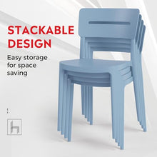 Costaelm Set of 4 Dining Chairs, HDPE Patio Square Coffee Table and Stackable Chairs, Outdoor Deck Furniture All Weather for Backyard Porch Poolside, French Blue