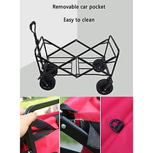 5sssallefaa Foldable Beach Cart Outdoor Folding Utility Wagon 4-Wheel Portable Fishing Trolley with Storage Basket