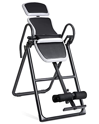 None Inversion Table Foldable Inversion Equipment with Adjustable Headrest and Lumbar Support