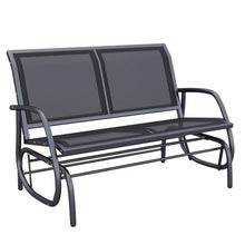 leoglint 2-Person Outdoor Chair Outdoor Glider Bench, Patio Double Swing Rocking Chair Loveseat w/Powder Coated Steel Frame for Backyard Garden Porch, Black