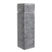 ARCVOX Asian Decor Pedestal Floor Ornaments, Faux Stone Finish Porch Columns & Pillars, Indoor/Outdoor Statues for Home Decor, Decorative Flower Pot Columns (Color : Silver Size M)