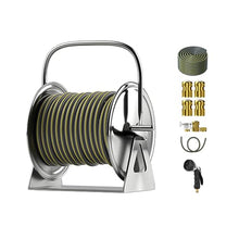 HBOOMOEM Wall-Mounted Garden Hose Reel，Stainless Steel Metal Water Pipe Storage Rack Frame，with Handle and Mounting Bracket, Suitable for Garden, Car Wash, Pets.(Regular Version,25m)