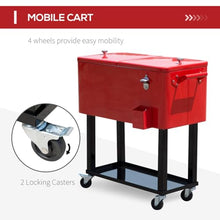 Outdoor Rolling Cooling Bins with Handy Bottle Opener/Cap Catcher, Ice Chest with 4 Wheels for Backyard, Poolside, and More
