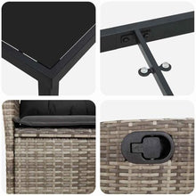 YNGBHFNOP Modern 5-Piece Outdoor Dining Set with Cushions, Grey Poly Rattan Patio Furniture Set for Garden Backyard Porch, All-Weather Wicker Table and Chairs