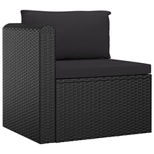 KPOTUERTU 9 Piece Patio Lounge Set with Cushions Poly Rattan Black