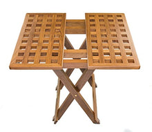 HomeRoots 19" Brown Solid Teak Wood Square Indoor Outdoor Folding End Table