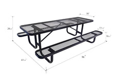 LifeYard Heavy Duty 8' Rectangular Metal Picnic Table with Umbrella Hole, 96" L x 62" W, Expanded Metal, (Black)