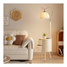 LUYOUBOZHU Floor Lamp Vintage Solid Wood Floor Lamp with Storage Cabinet, Ambient Lighting for Living Room Bedroom(Brown)