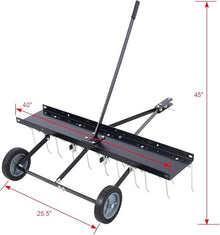 BCSRVCE 40-inch Lawn Sweeper Tow, Behind Dethatcher and Landscape Rake Attachment for Lawn Tractors and Riding Mowers - Yard Care Tool for Thatch Removal and Lawn Grooming, Black