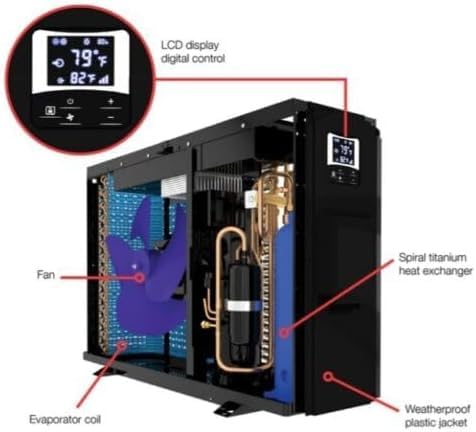 Raypak Crosswind Model 30i Heat/Cool Pool Heat Pump 28K BTU Black