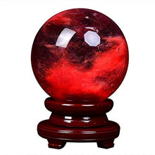 MPUTTCOXN Melting/Natural Multicolor Crystal Quartz Ball with Stand for Healing/Divination/Chakra Balance/Yoga/Home/Office FengShui Decoration (Re-constituted Red Crystal Ball, Diameter 20cm)
