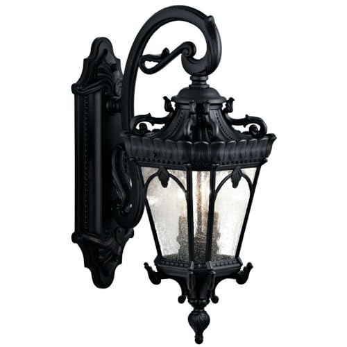 Bailey Street Home 2 Light Outdoor Wall Mount 24 inches Tall by 10 inches Wide-Textured Black Finish Traditional Outdoor Wall XLarge 147-Bel-1044914