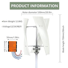 Wind Turbine Generator Kit 8000W Portable Vertical Helix Wind Power Turbine Generator Kit 3 Blade Wind Generator Kit with Charge Controller for Marine RV Home Industrial Energy,48V