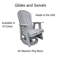 Phat Tommy Glider for Outside Patio - Outdoor Swivel Glider Chair - Poly Outdoor Furniture, Adirondack Porch Glider Chair, Grey