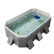 Framed Swimming Pools, Foldable Inflatable-Free Family Swimming Pool, Large Full-Sized Rectangular Pool for Adults Pet Dog, Portable for Backyard Garden Outdoor Water Playing ( 185*138*53cm)
