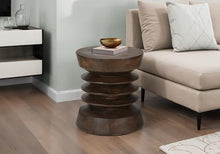 Seeheool Modern Round Outdoor Side Table with Magnesium Oxide for Patio Backyard Garden Pool Porch Lawn 22.25" x 22.25" x 24.75" Walnut