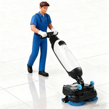 Commercial Electric Floor Scrubber, 17" Cleaning Width, 360° Rotating Head, Coverage 13000 Sqft/H, Dual Brush for Tile Hardwood in Offices Hotels White-220V