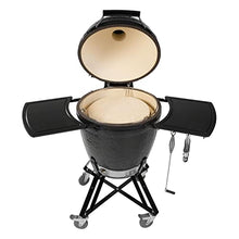 Primo All-in-One Kamado Round Grill with Cradle Shelves, Ash Tool and Lift Black
