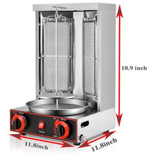 JYXYXSCP Electric Rotating Vertical Rotisserie Grill,Rotating Doner Kebab Grill Machine,w/2 Burners,Gas Fuel Rotisserie Equipment,for Restaurant (Silver)