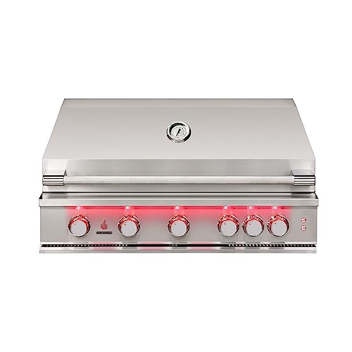 TrueFlame 40-Inch 5 Burner Natural Gas Grill, 80,000 BTU, Grill Lights