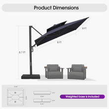 OROTLECT 8' Square Cantilever Umbrella with Base and 60-degree Rotation