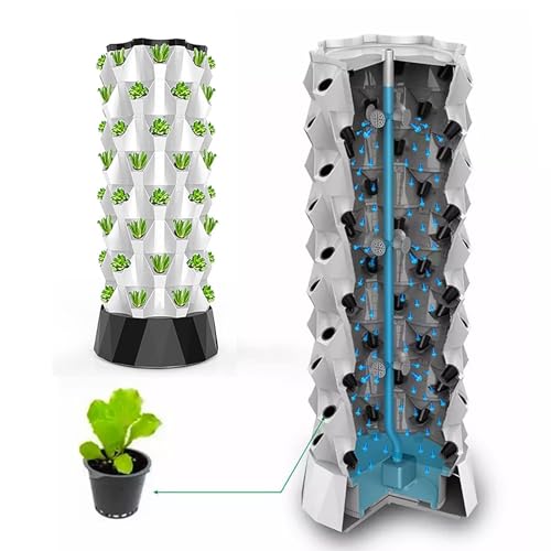Indoor Gardening Hydroponic Growing System, Column Tower Planting Box, Hydroponic Equipment, DIY Soilless Culture Growing Kit, with 48/64 Planting Points, Gift for Gardening Enthusiasts 10thfloor