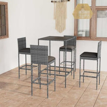 KDVXBCQJH 5 Piece Patio Bar Set PE Rattan Garden Dining Table Stools Gray