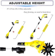 MekUk Garden Tiller & Cultivator Cordless Garden Cultivator, Electric Garden Cultivator for Gardens, Vegetable Plots (Two Batteries). for Garden Care Compacted Soils and Lawn Yard