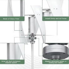 HUIZHITENGDA 6000W Wind Turbine Generator Kit, for Outdoor Courtyards 3 Blades 12V 24V 48V 220V Low Noise Solar Generator Wind Power Kit with MPPT Controller (White),12v