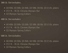 Body-Solid Cast Iron Quad Grip Weight Plate Set with 7 ft Olympic Bar Chrome/Gray