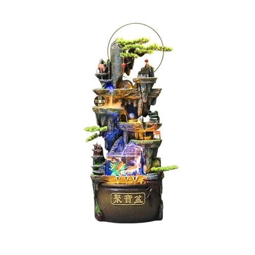 QuantumX3 Water Fountain Outdoor 149cm High Circulating Waterfall Fountain Attracts Wealth, Retro Waterfall Fountain with Lighting for Living Rooms,Entrances Outdoor Fountain