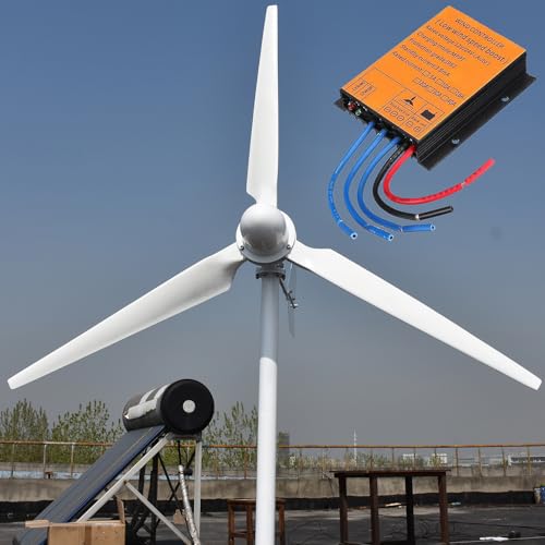 ZHOZHUT 8KW Wind Turbine Generator 48V / 96V Wind Power Generator with MPPT Controller, 3 Blades Wind Turbine Kit Auto Adjust Windward Direction Low Noise High Efficiency for Roofs, Streets,8000w,96V