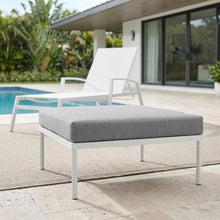 Outdoor Escape White Aluminum Ottoman for Outdoor Patio Lounge, Stylish Weather-Resistant Design, Lightweight Durable Frame, Versatile Seating and Accents