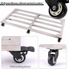 Dalumian Rolling Plant Caddy, Heavy Duty Plants Stand with Lockable Caster, Indoor Outdoor Plants Saucer Tray, 661 Lbs, Stainless Steel Metal Flower Pot Rack (Sliver)(50 * 110cm)