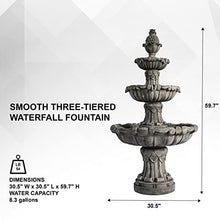 XBrand 3-Tier Outdoor Freestanding Bird Bath Fountain with Pump Gray