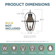 Quoizel Rue De Royal Charleston Outdoor Wall Lantern 22.5 Inch 1-Light Industrial Bronze