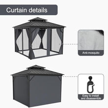 GarveeLife 12x12FT Hardtop Gazebo Galvanized Steel Double Roof with Curtain and Netting Gray