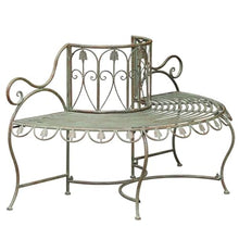 ENWINDXS Garden Tree Bench with Backrest, Metal Outdoor Furniture Decoration for Front Door/Backyard/Patio, Retro Style Iron Half-Round Benches