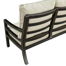 Oakland Living Black Aluminum Patio Deep Seating Outdoor Two Seater Loveseat with Light Grey Cushions