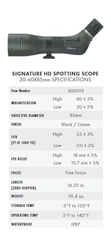 Burris Optics Lightweight Signature HD Spotting Scope 20-60x85mm Green