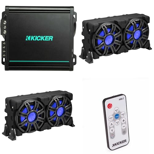 KICKER 10-Inch Loaded Premium Marine Subwoofer Enclosure with Passive Radiator & 48KMA8001 Marine Amp Bundle