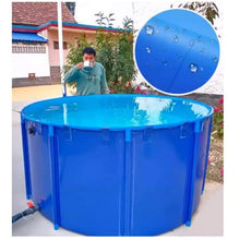 Zfmnoyev Round Above Ground Frame Pool, Portable Collapsible Canvas Water Storage Tank, PVC Water Storage Pool with Water Outlet, for Outdoor Koi Culture Irrigation(1.8x0.6m)