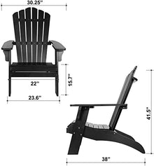 Folding Adirondack Chairs Patio Chairs Lawn Chair Outdoor Chairs with Cup Holder Weather Resistant for Patio Deck Garden, Backyard Deck, Fire Pit & Lawn Furniture Porch and Seating (Black) (Black)