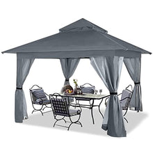 Patio Gazebo 13ft Pops Up Party Tent with Side Curtains and Storage Bags Outdoor Canopy Vented Roof