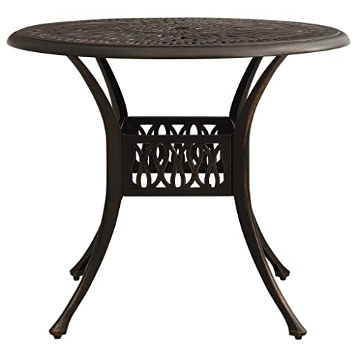 Patio Table,Rounded Patio Table,Party Tables,Bistro Table,Picnic Table,Card Table,Party Tables,Balcony Table,for Outdoor Backyard Bistro Lawn Balcony Pool,Bronze 35.4"x35.4"x29.1" Cast Aluminum
