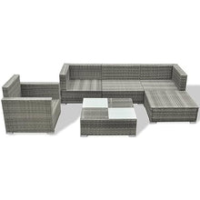 YWMLFZ Rattan Gray 6 Piece Patio Lounge Set with Cushions Poly Soft and Comfortable for Outdoor Backyard Gardens